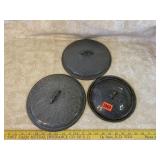 Lot of 3 Grey Enamel Lids