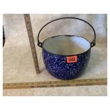 Blue Enamel Handled Pot