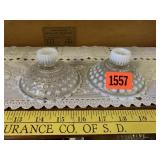 Opalescent Hob Nail Candle Holders (2)