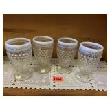 Moonstone Tipped Opalescent Hob Nail Glasses (4)
