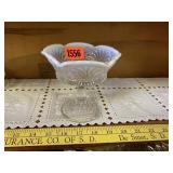 Fenton Opalescent Ruffle Pedestal Compote Dish