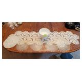 Doilies & Milk Glass Pedastal Dish