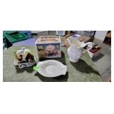 Farm House Figurine, Pitcher, Tray