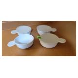 (4) Corningware Dishes, (3) Lids
