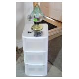 Plastic Drawer Unit & Table Lamp