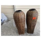 (2) Wicker Vases/Decor