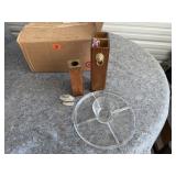Glass Relish Tray; Match Box, Lighter
