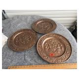 (2) Hammered Copper Wall Decor Plates