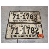 (2) 1955 Iowa License Plates