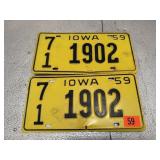 Pair of 1959 Iowa License Plates