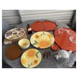 Serving Trays, Dishes, Teakettle, Etc.