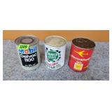 3 Cans Motor Oil, Mobil, Quaker, Shell