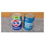 2 Cans Motor Oil, Amoco, DX