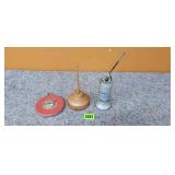 Vintage Steel Measuring Tape & Oil Cans