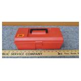Red Plastic Toolbox with Tools