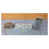 Vintage Ice Cube Tray, Grater, Sad Iron