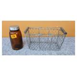 Vintage  Canning Jar & Wire Basket