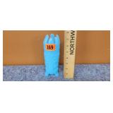 Fenton Blue Satin 3 Toed Grape Vase