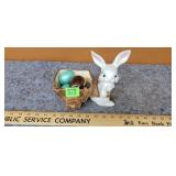 Ceramic Bunny w/Cart of Eggs