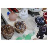 Slag Glass Lion Dishes