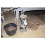 Cast Pot, Water Pump, Egg Basket