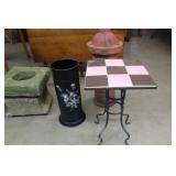 Tile Table, Umbrella Can 