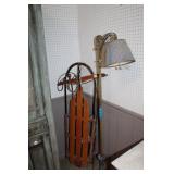 Metal Runner Sled, Cast Floor Lamp 