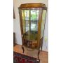 Glass top display cabinet with romantic painted figures on bottom display
