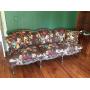 Brown Floral Sofa French Provincial wood trim