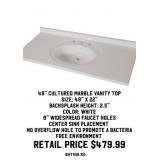 49" Cultured Marble Vanity Top