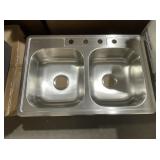 33" Double Bowl Stainless Steel Sink with Faucet