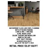Waterproof Click Lock Vinyl Flooring w/Pad x1240SF