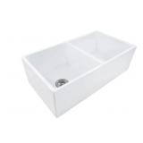 33" x 18" Double Bowl Fireclay Sink in White