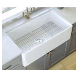 32" x 17-1/2" White Fireclay Farmhouse Sink
