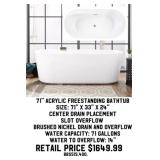 71" Acrylic Freestanding Bathtub
