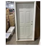 36" x 80" 6-Panel Steel Exterior Door in White