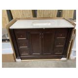 49" x 22" Brown Vanity with Single Sink Top