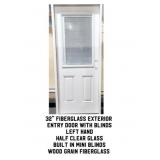 32" LH Fiberglass Exterior Entry Door With Blinds