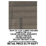 Shaw 24" x 24" Carpet Squares x528 SF