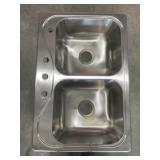 33" x 22" Drop-In Double Bowl Kitchen Sink