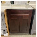 25" x 22" Brown Vanity with Single Sink Top