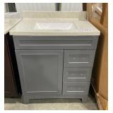 31" x 22" Gray Vanity with Single Sink Top