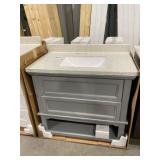 37" x 22" Vanity in Gray with Single Sink Top