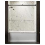 50-60" x 62"H Semi-Frameless Sliding Tub Door