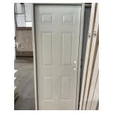 32" x 80" LH 6-Panel Steel Exterior Door in White