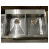 33" x 22" Double Bowl Stainless Steel Kitchen Sink