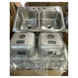 33" x 22" Drop-In Double Bowl Kitchen Sink