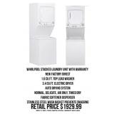 Whirlpool Stacked Laundry Unit With Warranty