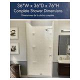 36" x 74" Shower Back Wall in White