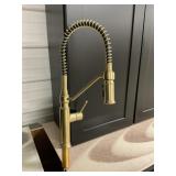 Brushed brass spring pull down kitchen faucet